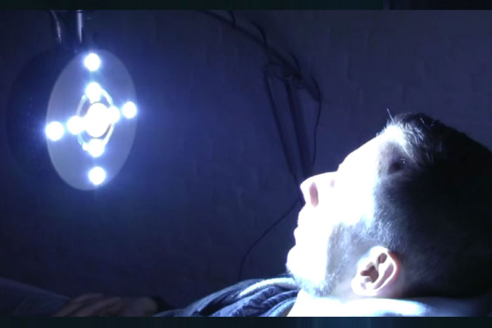 Man on Lucia no3 light therapy device - Light Therapy for Physical and Mental Health - London Herts Essex - Lucia No3